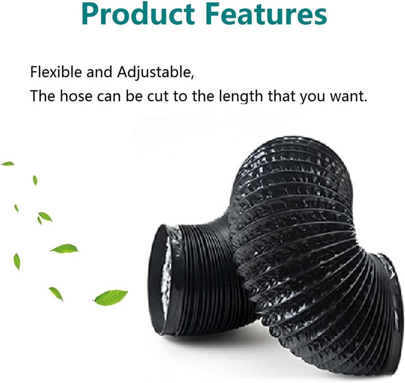 Allvent Dryer Vent Hose 4 Inch Air Duct 9.84 Feet Flexible Adjustable PVC Heavy-Duty Four-Layer Air Duct Hose with 2 Screw Clamps for HVAC Ventilation (Black) - Image 4